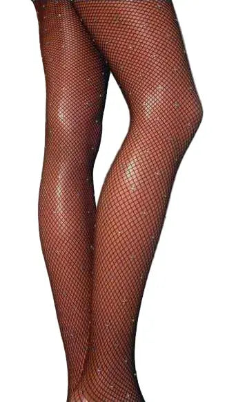Collant professionale Swarovski in rete a micronodi massaggianti e modellanti con piede rinforzato e cristalli Swarovski sparsi