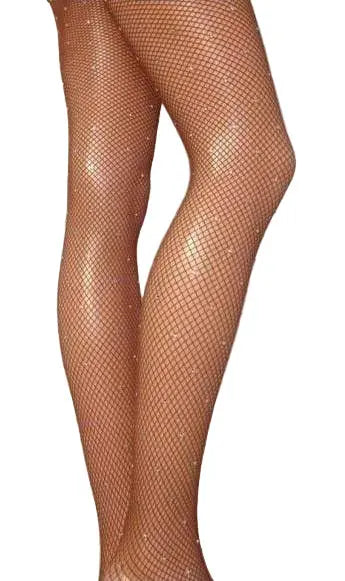 Collant professionali in rete Swarovski con cristalli, dettagli occhiello e motivo Boreali, modellanti e massaggianti.