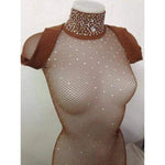 Load image into Gallery viewer, Swarovski Tuta Dolcevita Professionale in Rete con Occhiello e Swarovski Luxury
