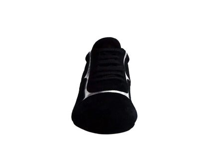 Sneaker Antony 115 da uomo in camoscio nero con inserti in pelle argento, suola bianca, stile sportivo e moderno