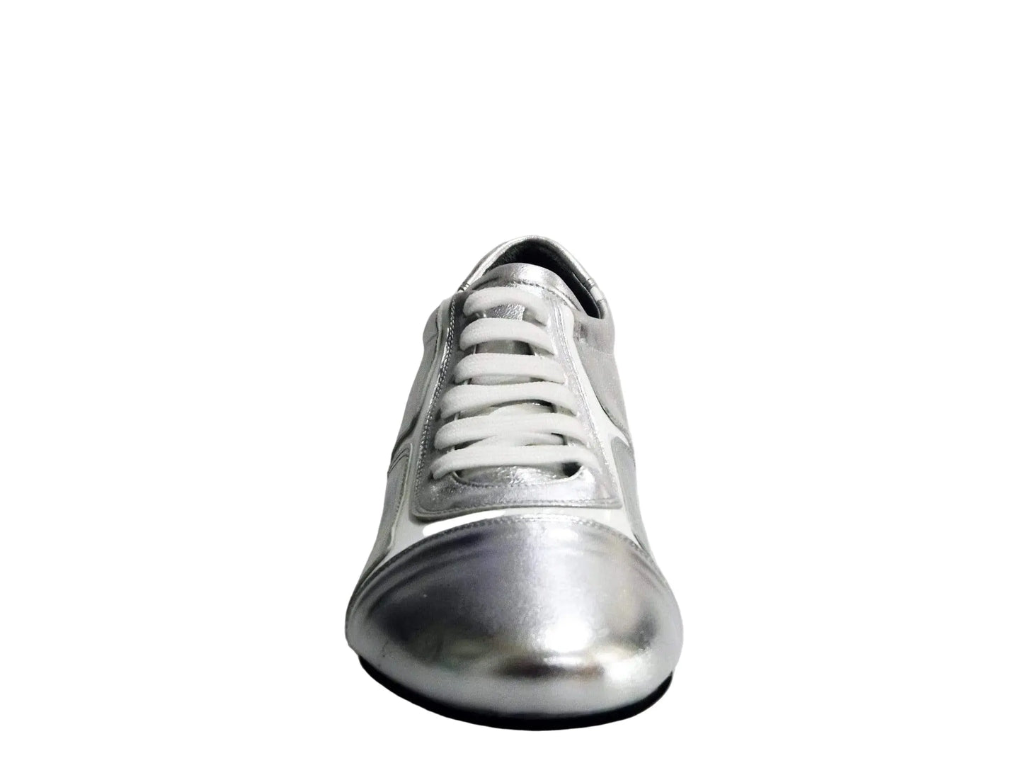 Sneaker Antony 115 Wish Dance Shop in pelle argento con inserti in vernice bianca, scarpa da uomo elegante e moderna