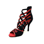 Load image into Gallery viewer, Wish Dance Shop 161 Camoscio Nero e Rosso Ricamo Kizmi
