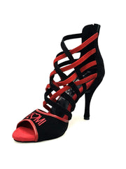 Load image into Gallery viewer, Wish Dance Shop 161 Camoscio Nero e Rosso Ricamo Kizmi
