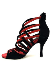 Load image into Gallery viewer, Wish Dance Shop 161 Camoscio Nero e Rosso Ricamo Kizmi
