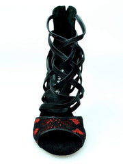 Carica immagine nella Galleria, Wish Dance Shop 161 in Pizzo Rosso con Tallone in Pelle Nera
