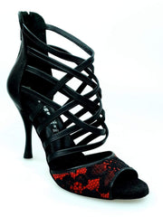 Carica immagine nella Galleria, Wish Dance Shop 161 in Pizzo Rosso con Tallone in Pelle Nera
