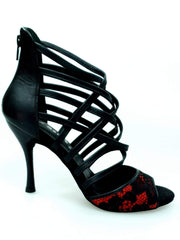 Carica immagine nella Galleria, Wish Dance Shop 161 in Pizzo Rosso con Tallone in Pelle Nera
