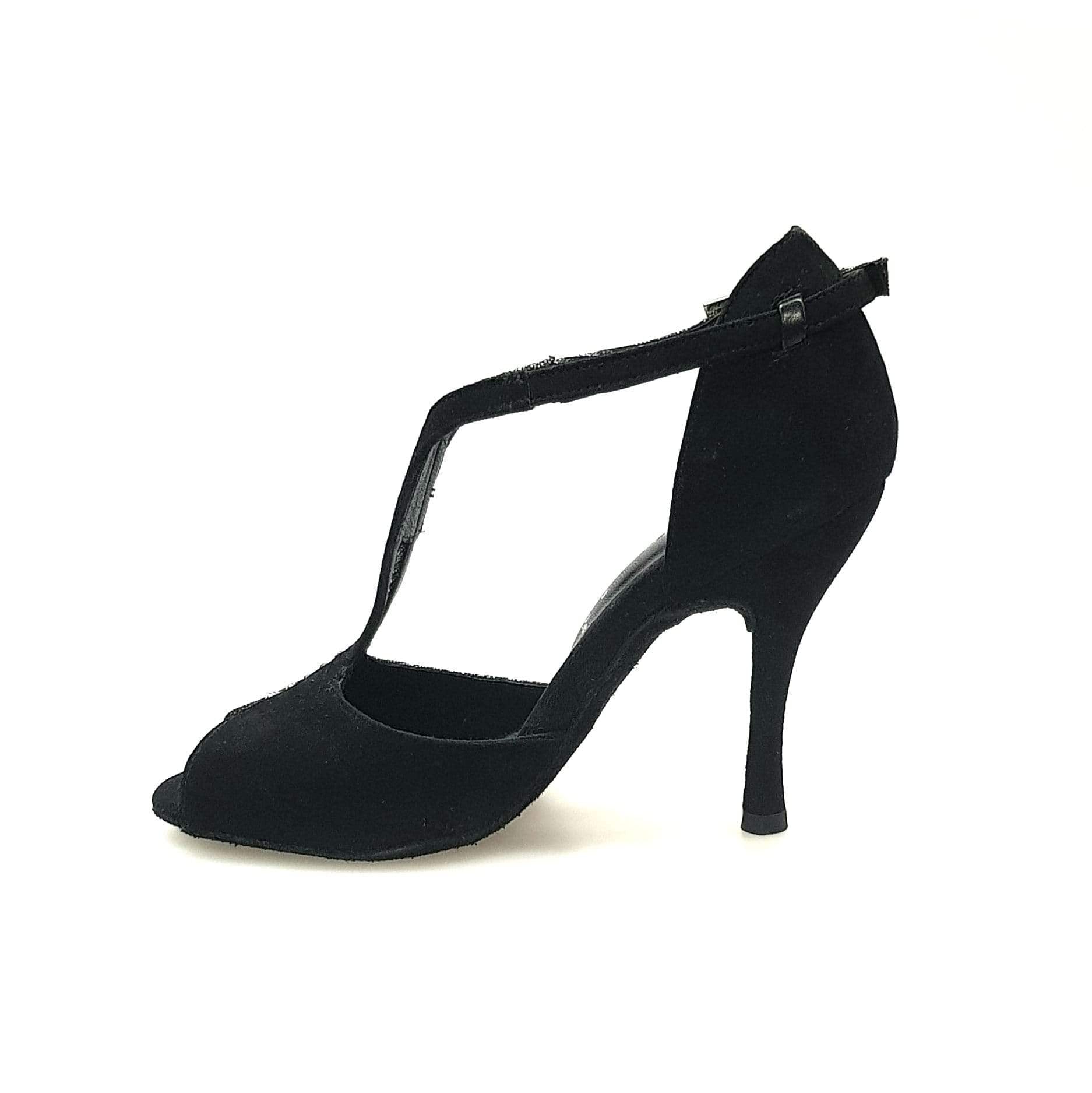 Scarpa da donna Terry (169B) in camoscio nero e fish carbon, dettagli eleganti e suola robusta, marca Wish Dance Shop.
