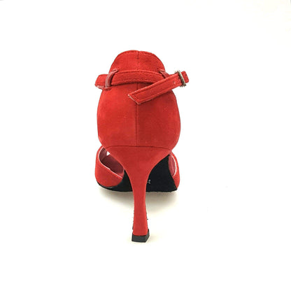 Scarpa da donna in camoscio rosso Terry (169B) di Wish Dance Shop, con suola resistente e design elegante.