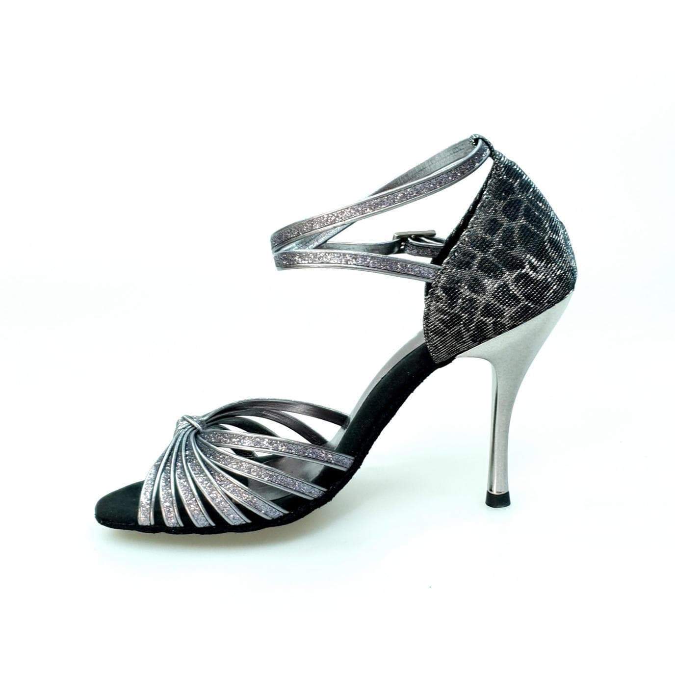 Scarpa da ballo Wish Dance Shop Pepa 210/7 in glitter carbon e sunset carbon con tacco slim e fascette in camoscio