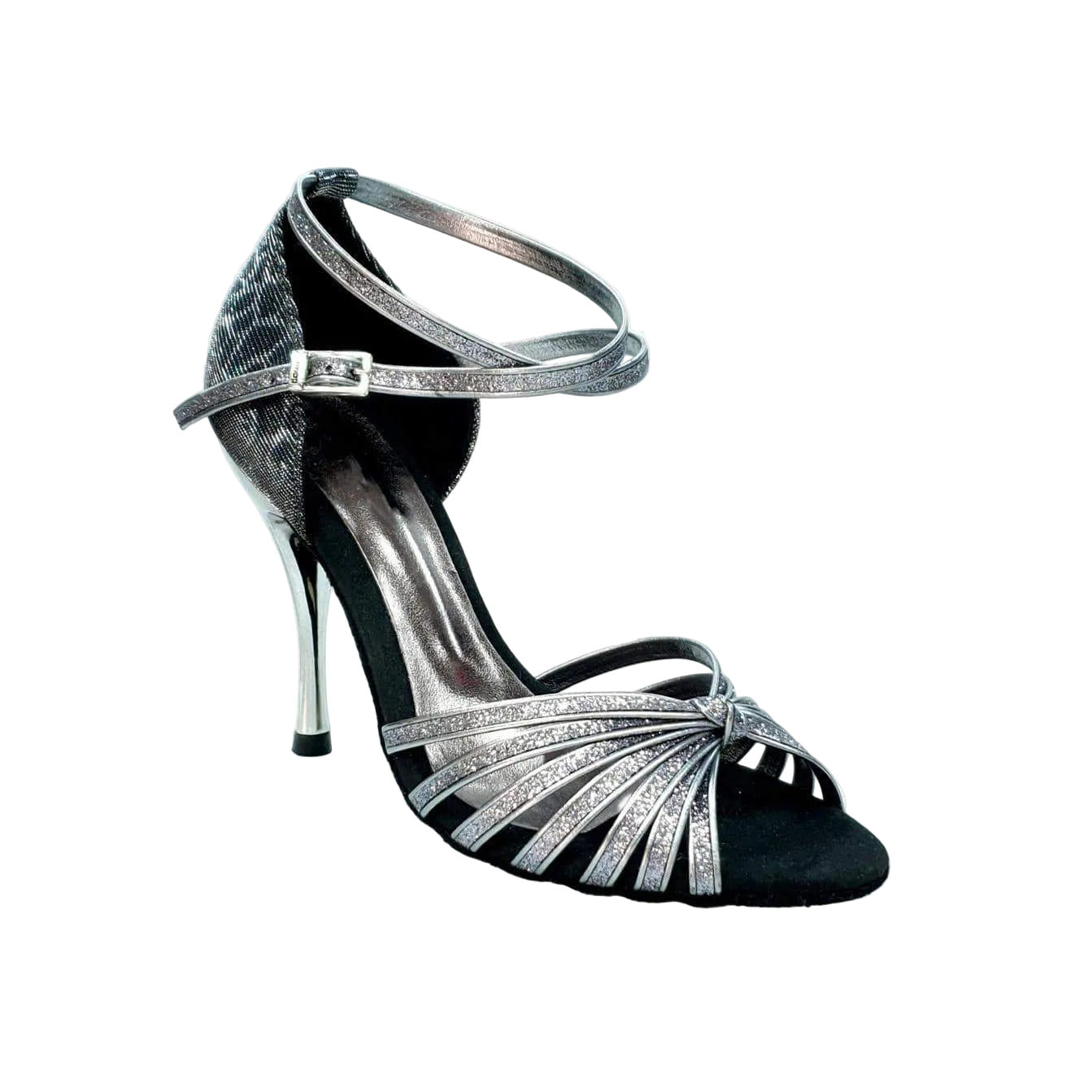 Scarpa da ballo Wish Dance Shop Pepa 210/7 in glitter carbon e sunset carbon, con tacco slim laminato e fascette in camoscio
