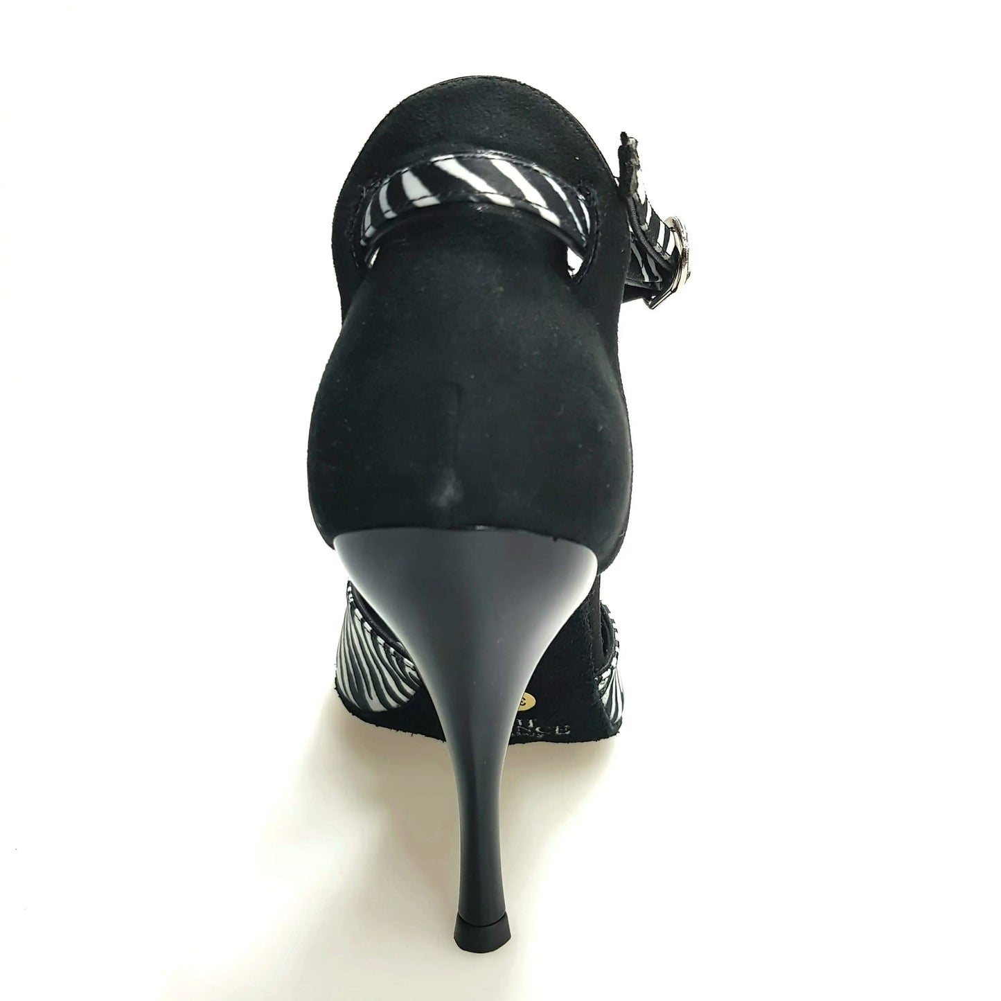 Sandalo donna Wish Dance Shop ELIDE (401) in raso seta zebrato con tallone in camoscio nero, elegante e alla moda.