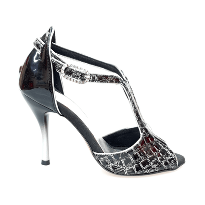 Scarpa donna Fascino (401) Wish Dance Shop, sandalo Dundee nero con tacco in vernice nera, dettaglio elegante e alla moda