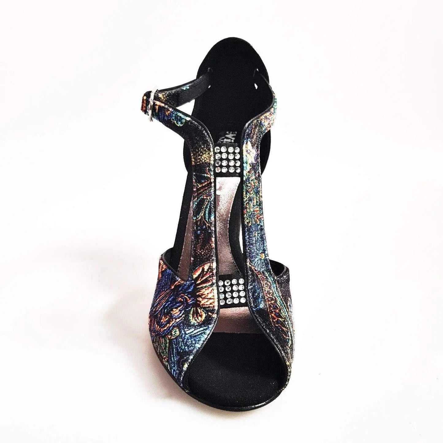 Sandalo donna Fascino (401) in velluto nero con tacco a spillo e dettaglio in camoscio nero, scarpa elegante Wish Dance Shop
