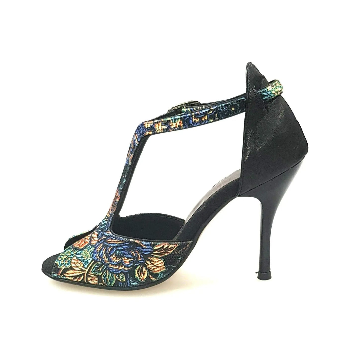 Sandalo donna Fascino (401) in velluto nero con tallone in lurex, scarpa elegante Wish Dance Shop, stile raffinato e moderno