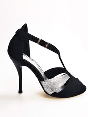 Carica immagine nella Galleria, Wish Dance Shop 403 Camoscio Nero e Glitter Argento
