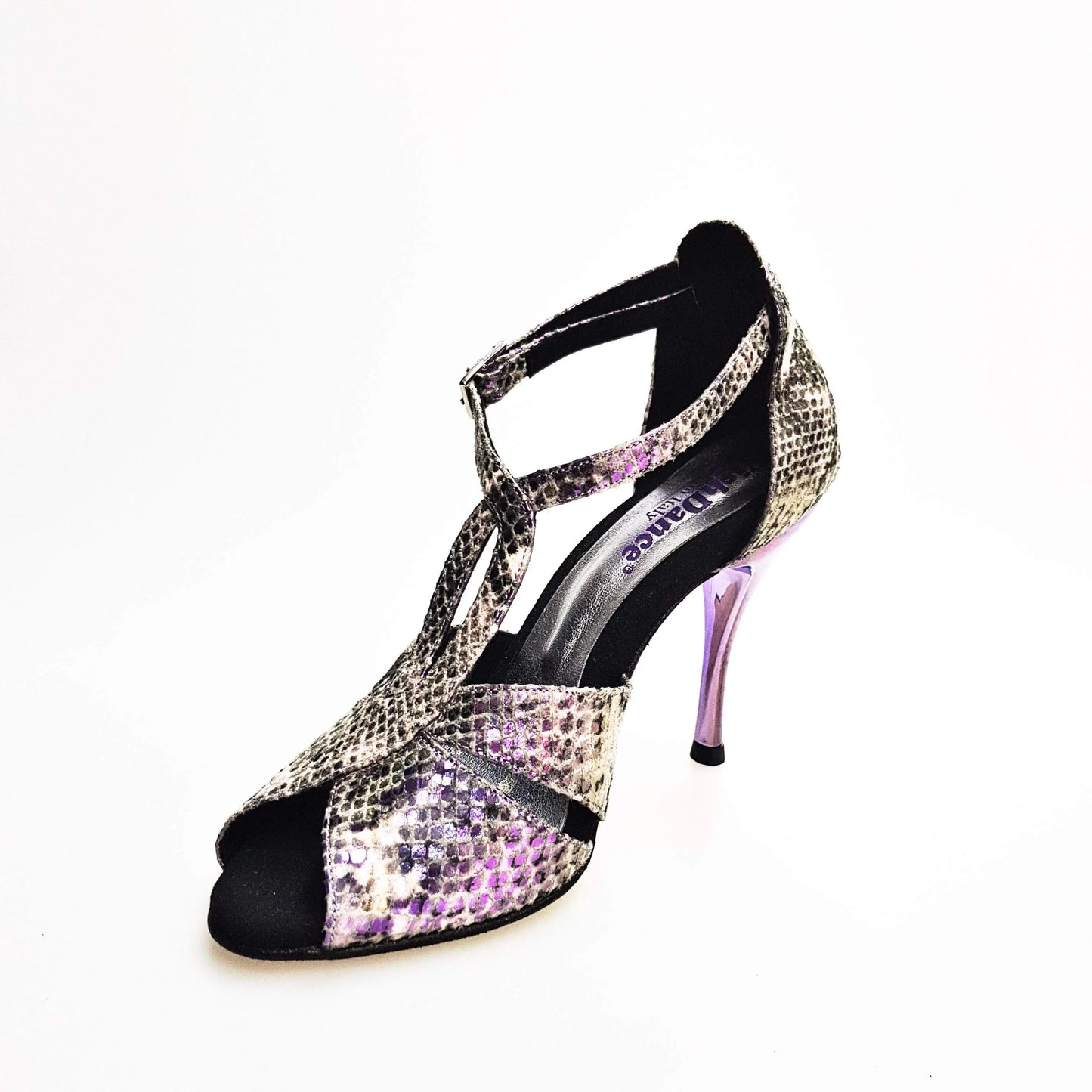 Scarpa da donna Anastasia (403) in materiale hologram python, Wish Dance Shop, dettagli lucidi e stile elegante.