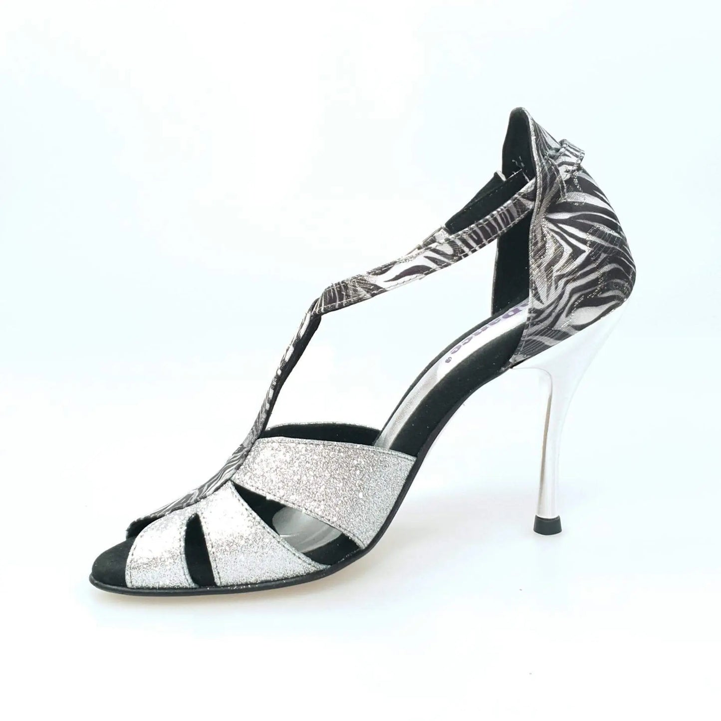 Scarpa da donna Artemide 404 in Giungla Grigio con dettagli glitter argento, elegante e brillante, ideale per occasioni speciali.