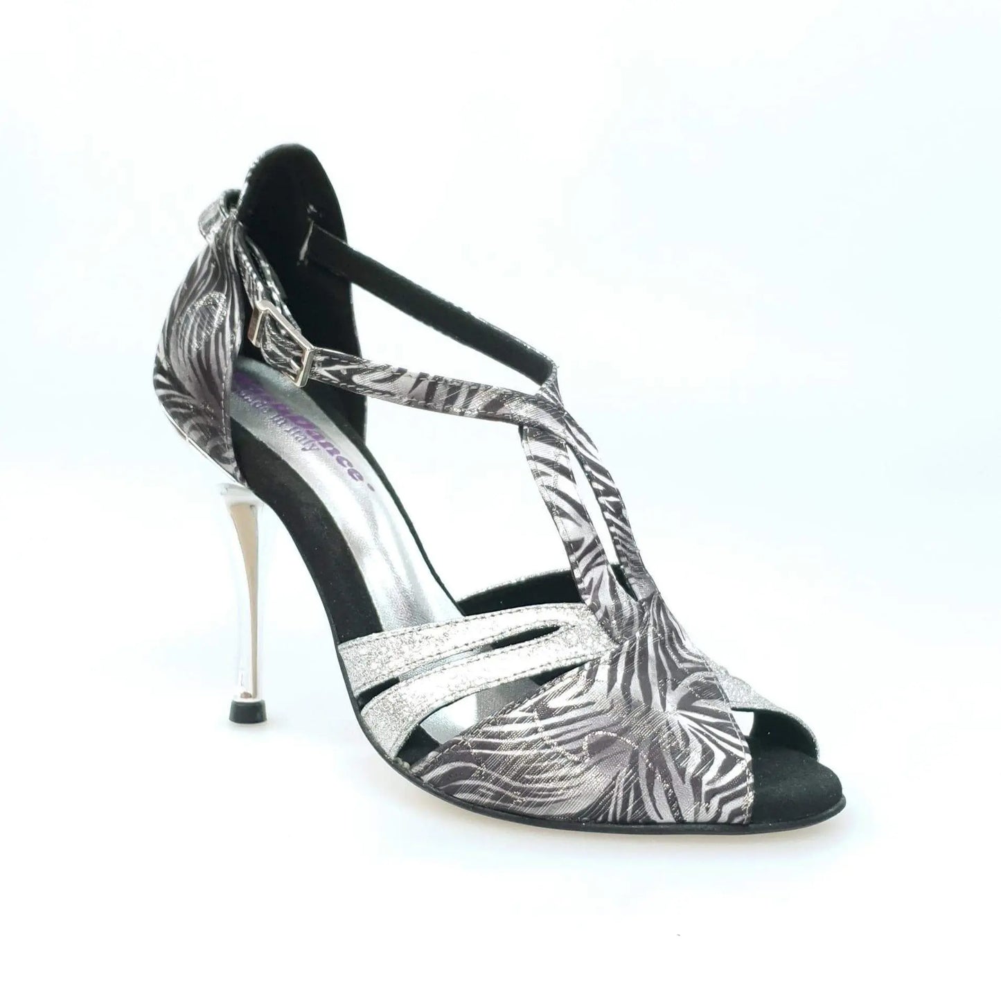 Scarpa da donna Artemide (404) in Giungla grigia con dettagli glitter argento, perfetta per look eleganti e alla moda.