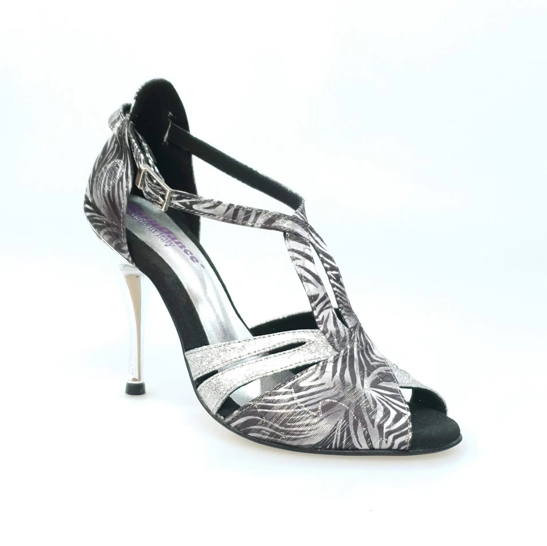 Scarpa da donna Artemide (404) in Giungla grigia con dettagli glitter argento, perfetta per look eleganti e alla moda.