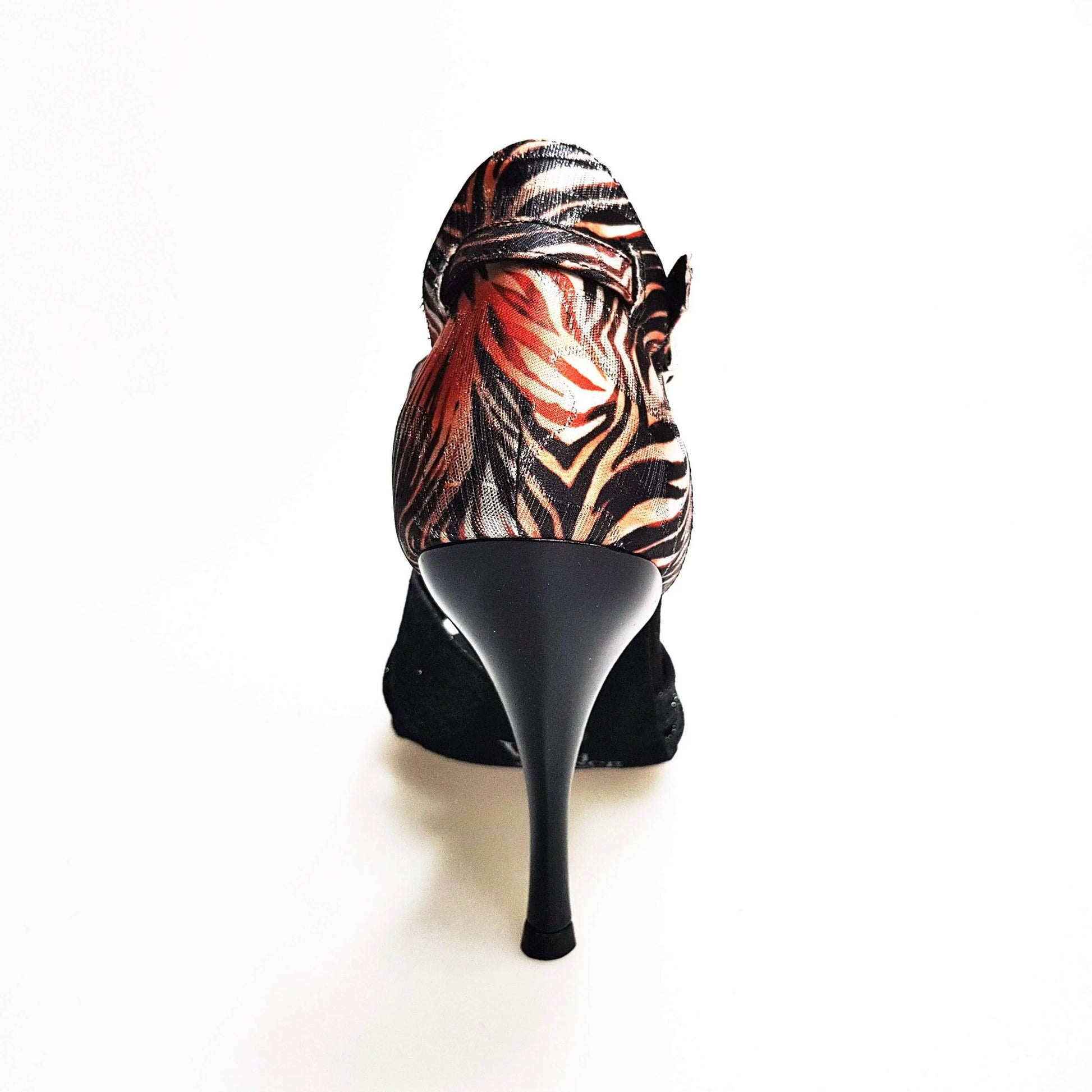 Scarpa da donna Artemide (404) in giungla rossa glitter nero, con design elegante e dettagli brillanti.