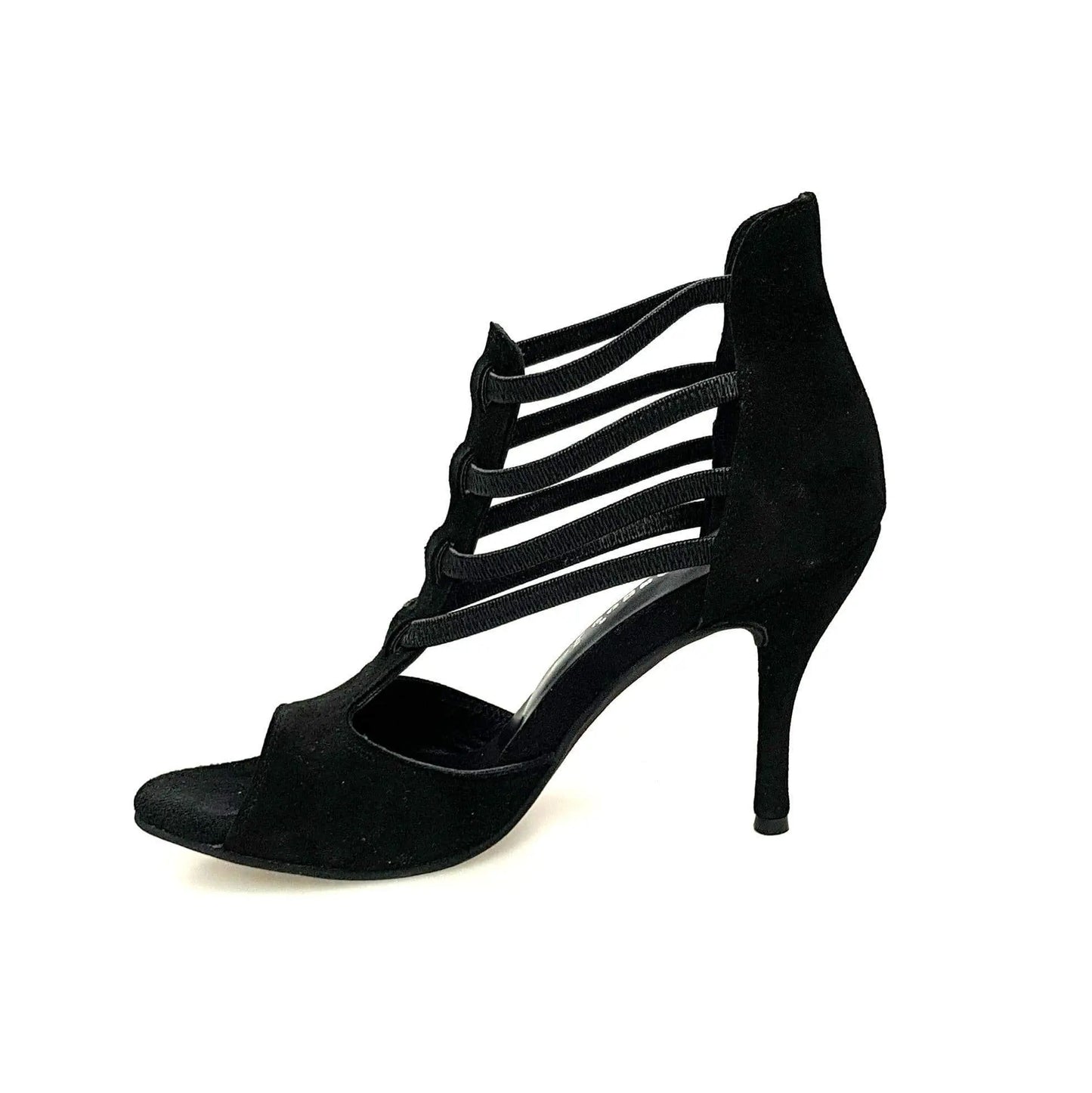 Sandalo da donna Lilith (460) in camoscio nero con tacco a spillo, scarpa Wish Dance Shop, elegante e alla moda.