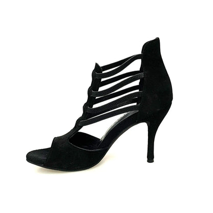 Sandalo da donna Lilith (460) in camoscio nero con tacco a spillo, scarpa Wish Dance Shop, elegante e alla moda.