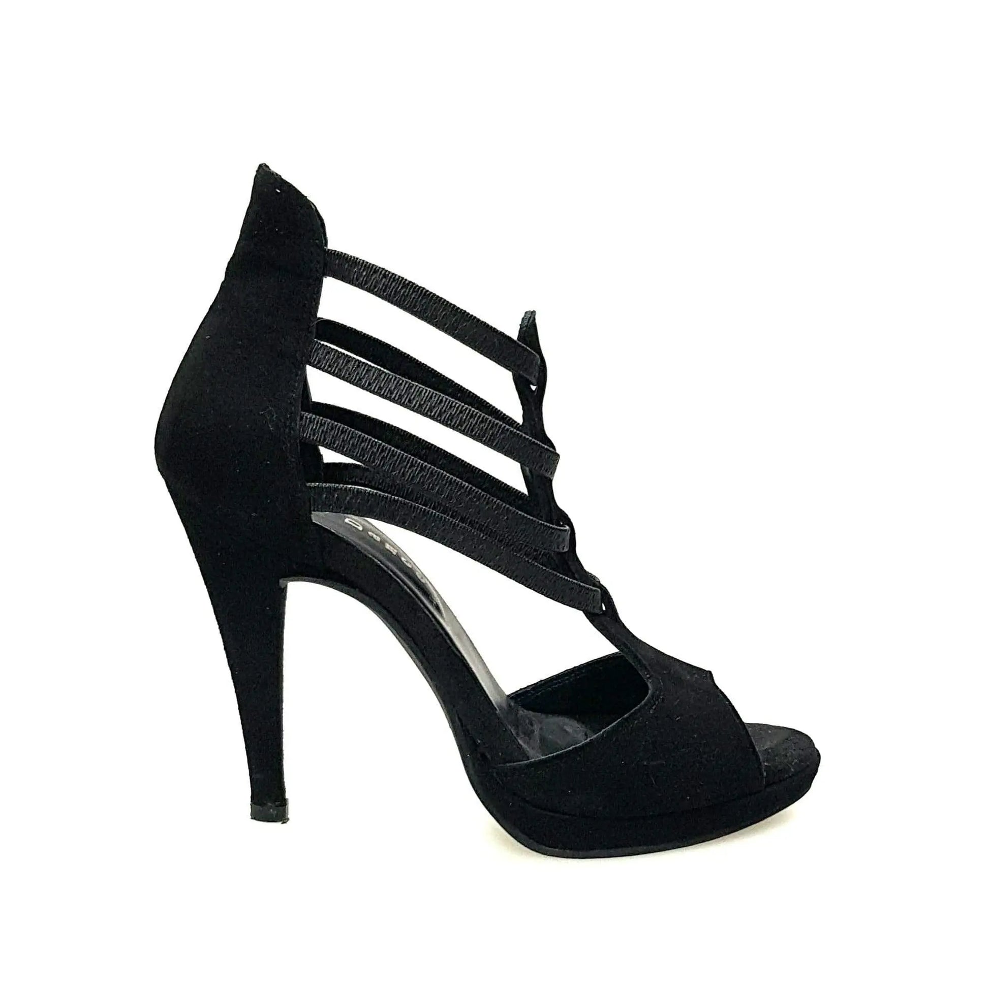 Sandalo donna Lilith Wish Dance Shop in camoscio nero con plateau, dettaglio elegante e comodo, vista frontale.