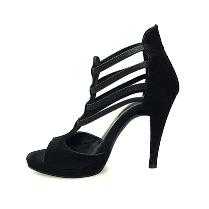 Sandalo donna Lilith Wish Dance Shop in camoscio nero con plateau, dettaglio della scarpa elegante e comoda.