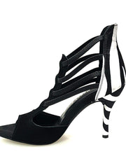 Load image into Gallery viewer, Wish Dance Shop 460 Camoscio Nero e Raso Seta Zebra

