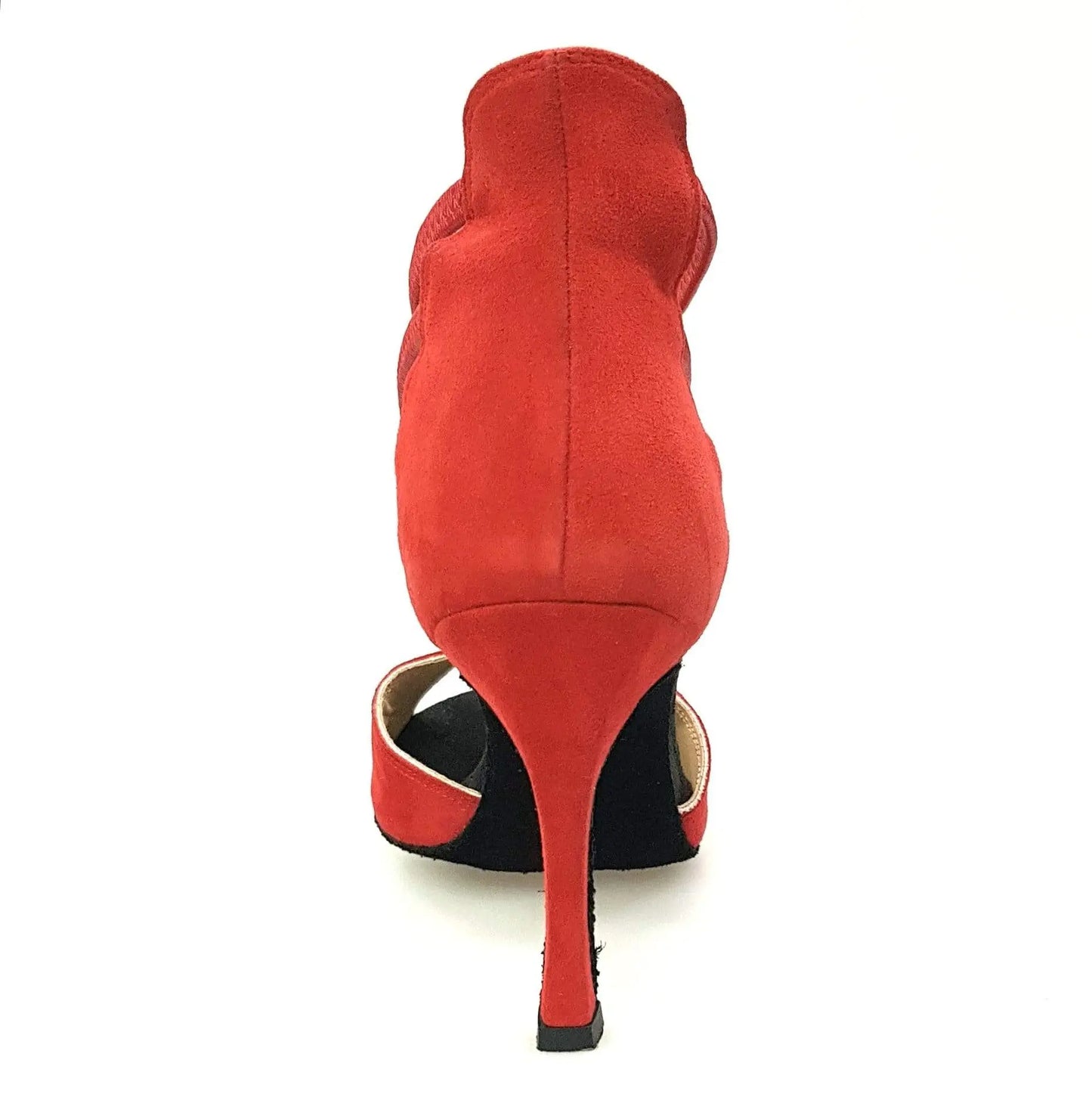 Sandalo donna Lilith (460) in camoscio rosso con tacco a rocchetto, scarpa Wish Dance Shop, dettagli eleganti e comodi.