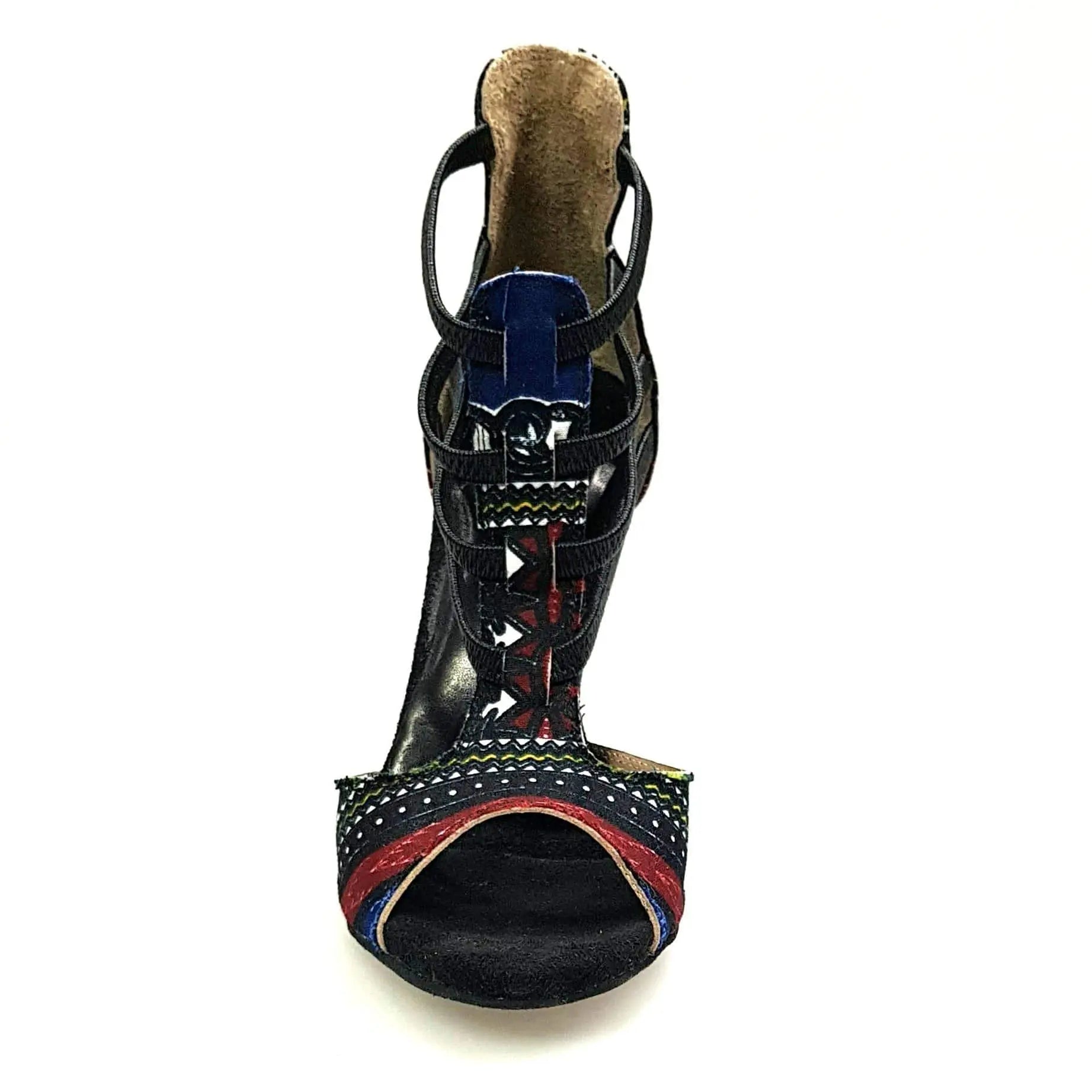 Sandalo da donna Lilith 460 Semba in stile Dakar Daishiki Blu Notte, con suola comoda e design elegante, marca Wish Dance Shop