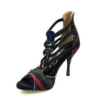 Carica immagine nella Galleria, Sandalo da donna Lilith 460 Semba in stile Dakar Daishiki blu notte, con dettagli colorati e design elegante.
