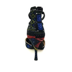 Carica immagine nella Galleria, Sandalo da donna Lilith (460 Semba) in stile Dakar Daishiki blu notte, scarpa Wish Dance Shop con design colorato e comodo.
