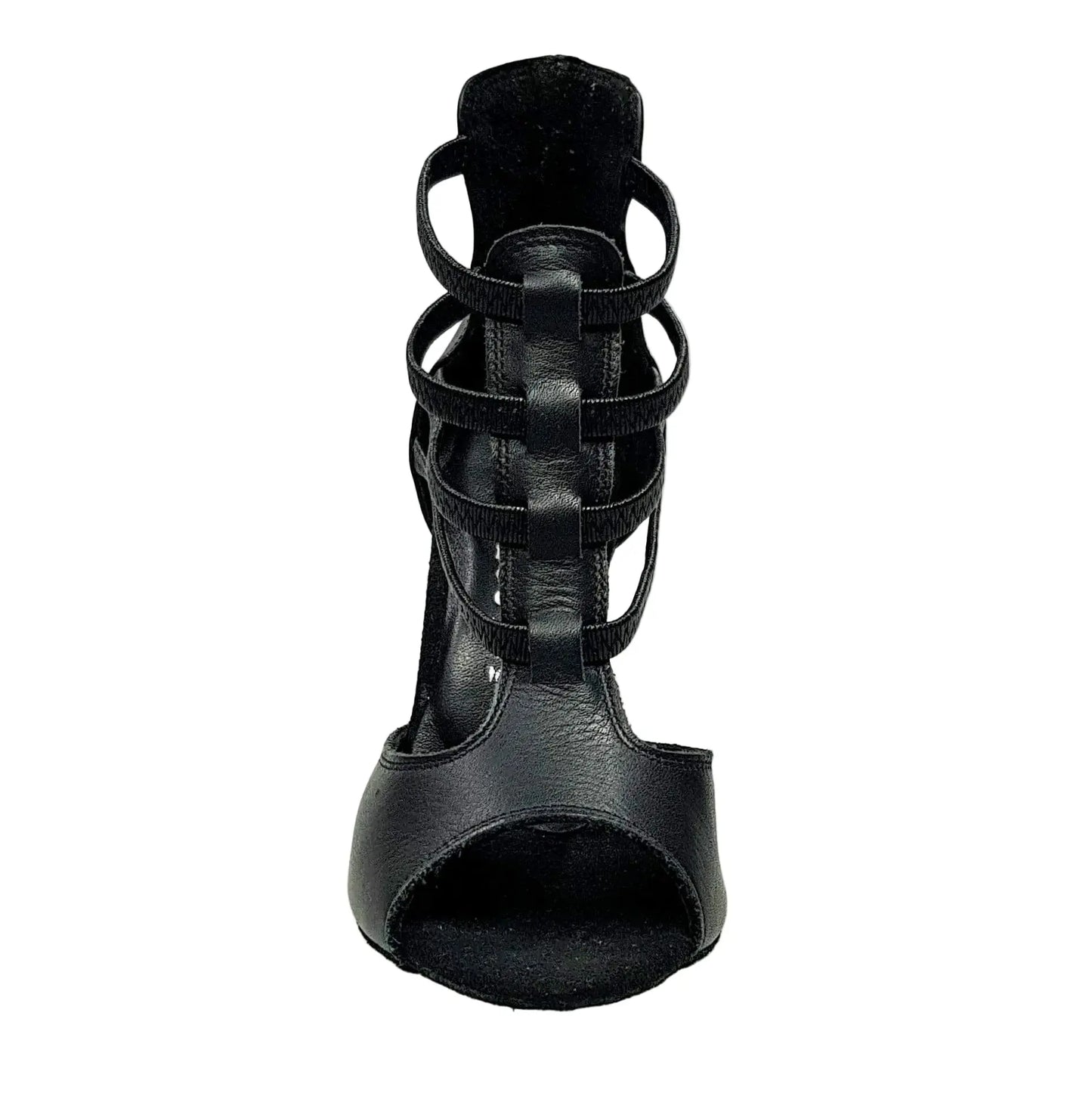 Sandalo da donna Lilith (460) in pelle nera con tacco a spillo di Wish Dance Shop, vista laterale e dettagli eleganti