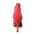 Load image into Gallery viewer, Lioness Red Silver (460PW) - Women&#39;s Sandal in Red Suede with Red / Silver Studs and Metal Fangs and stiletto heel covered in Red Suede
