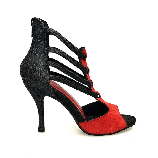 Sandalo da Donna in Camoscio Rosso Lilith Zip Wish Dance, nero, vista laterale