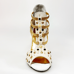 Load image into Gallery viewer, Wish Dance Shop 460PW Camoscio Ghiaccio con Borchie Oro e Elastici Oro
