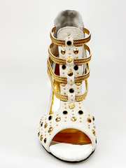 Carica immagine nella Galleria, Wish Dance Shop 460PW Camoscio Ghiaccio con Borchie Oro e Elastici Oro
