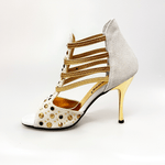 Load image into Gallery viewer, Wish Dance Shop 460PW Camoscio Ghiaccio con Borchie Oro e Elastici Oro
