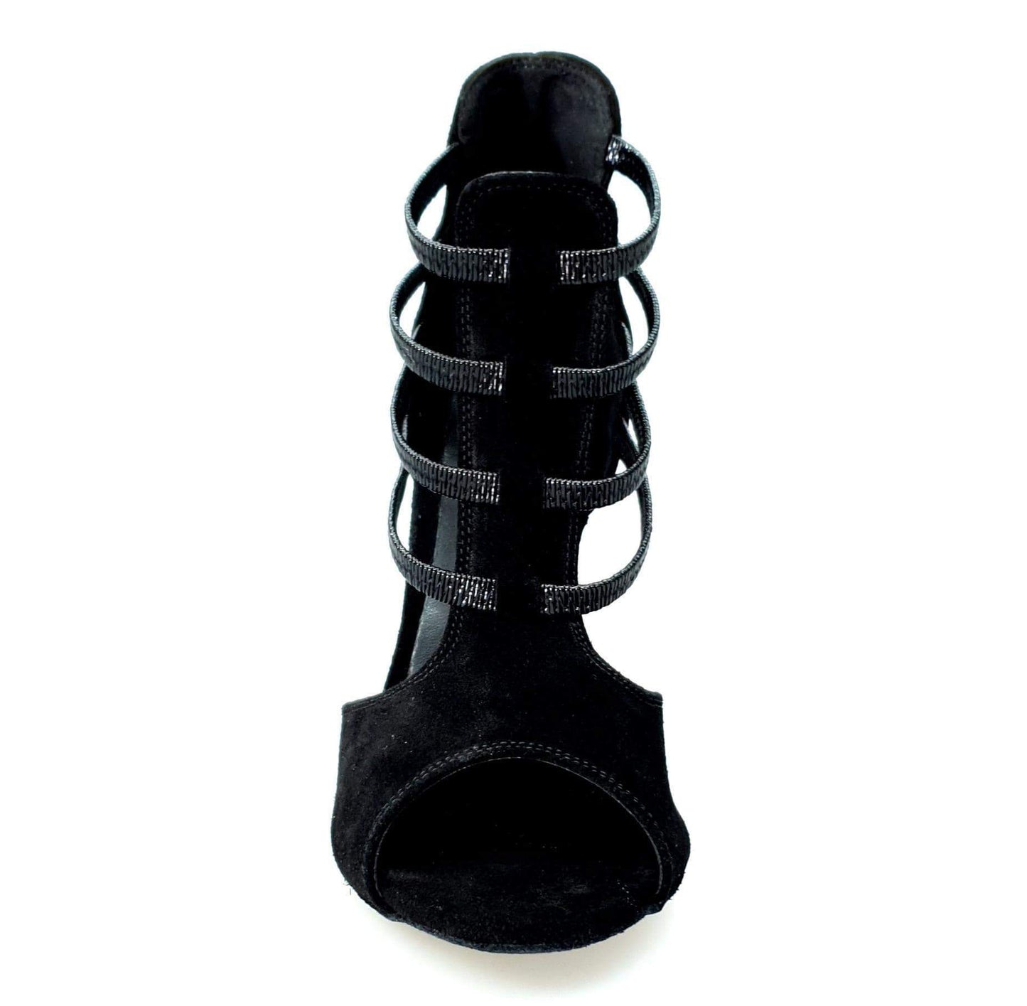 Sandalo Tatyana Wish Dance Shop in camoscio nero con elastici e tacco a spillo rivestito in camoscio nero.