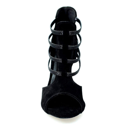 Sandalo Tatyana Wish Dance Shop in camoscio nero con elastici e tacco a spillo rivestito in camoscio nero.