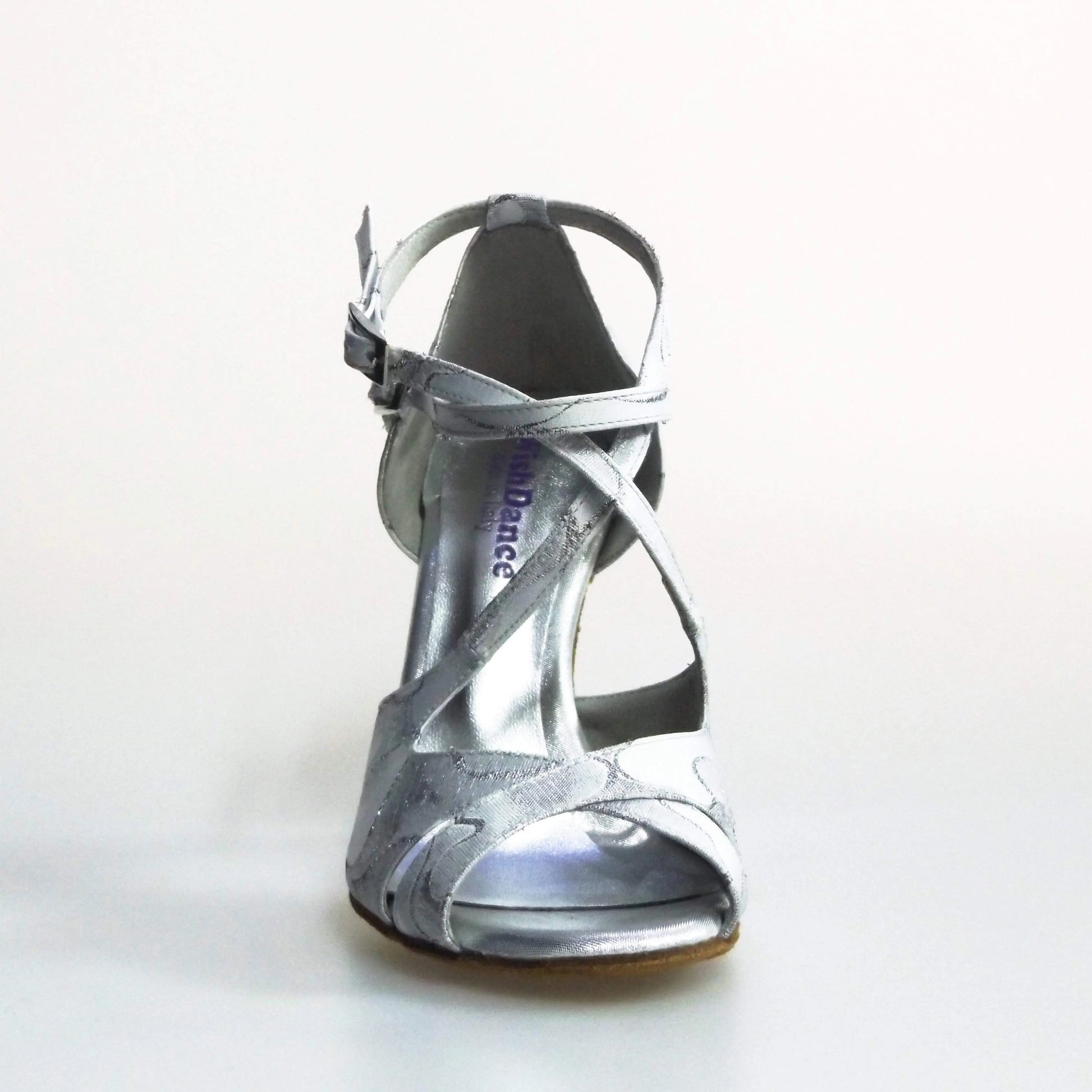 Scarpa Brenda White Cloud Wish Dance Shop in Robin argento con doppio cinturino alla caviglia e dettagli laminati argento