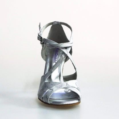 Scarpa Brenda White Cloud Wish Dance Shop in Robin argento con doppio cinturino alla caviglia e dettagli laminati argento