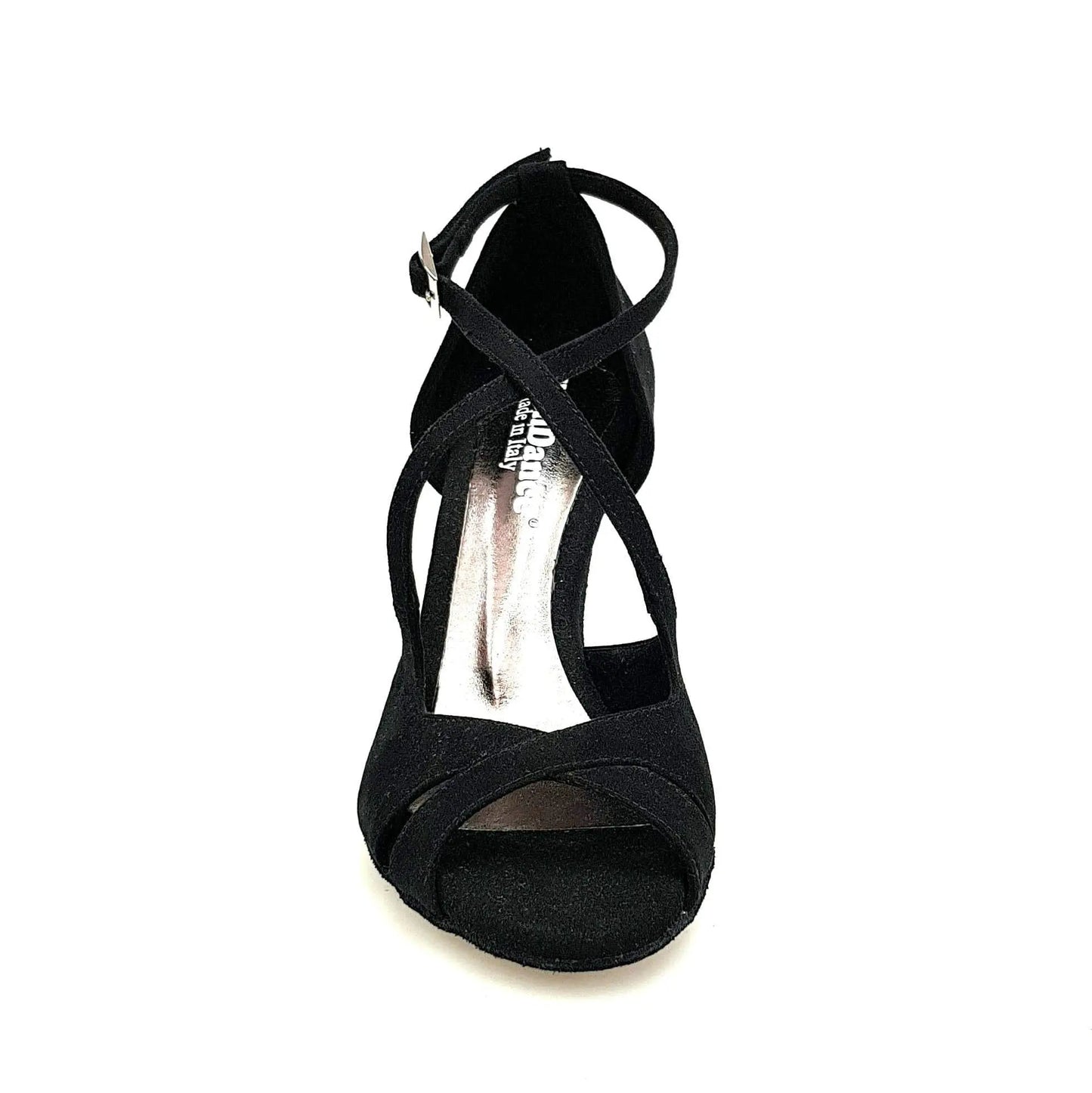 Sandalo Athena (486) da donna in morbido camoscio nero con tacco slim, scarpa elegante Wish Dance Shop