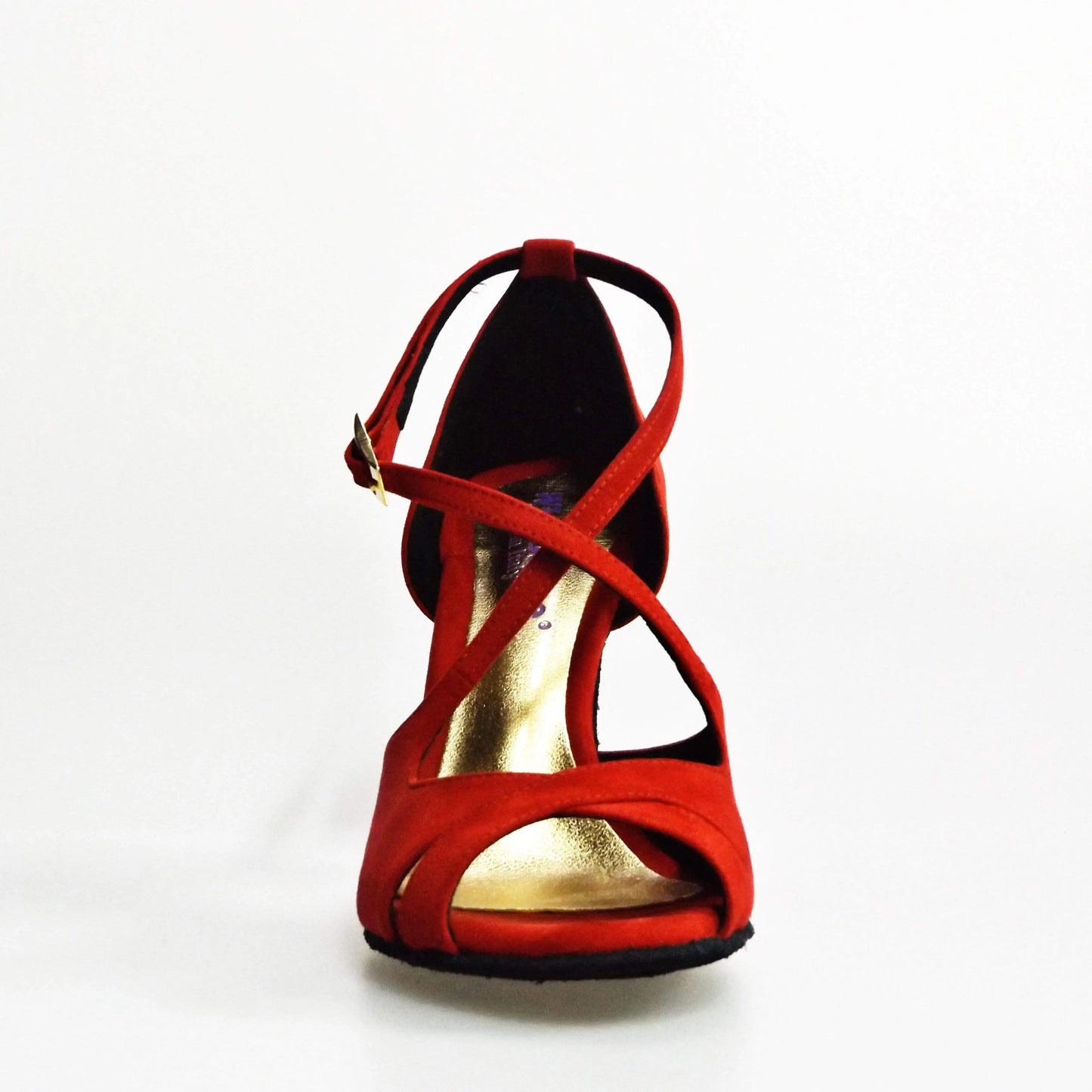 Sandalo donna Athena (486) in morbidissimo camoscio rosso con tacco slim, scarpa elegante di Wish Dance Shop.