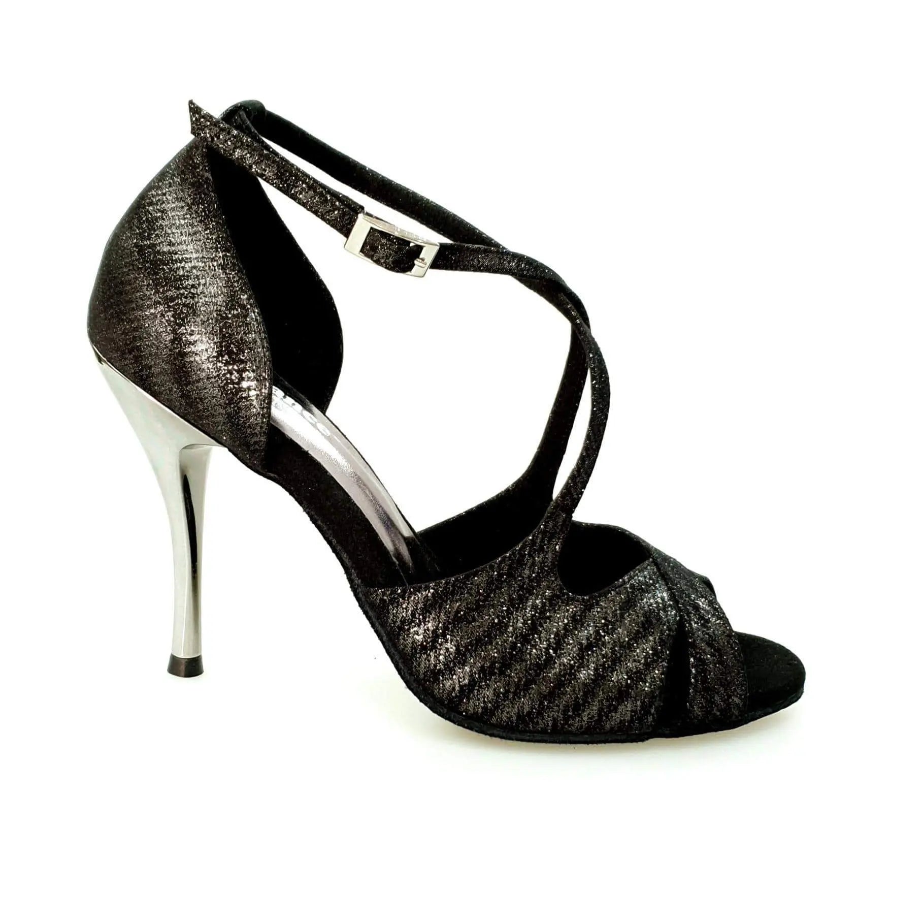 Sandalo donna Athena (486) Wish Dance Shop con tacco slim, tessuto nero Stella, elegante e comodo, scarpa da donna raffinata e alla moda.