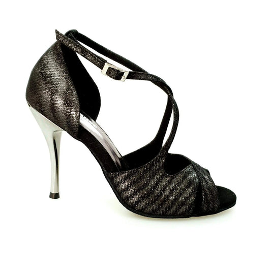 Sandalo donna Athena (486) Wish Dance Shop con tacco slim, tessuto nero Stella, elegante e comodo, scarpa da donna raffinata e alla moda.