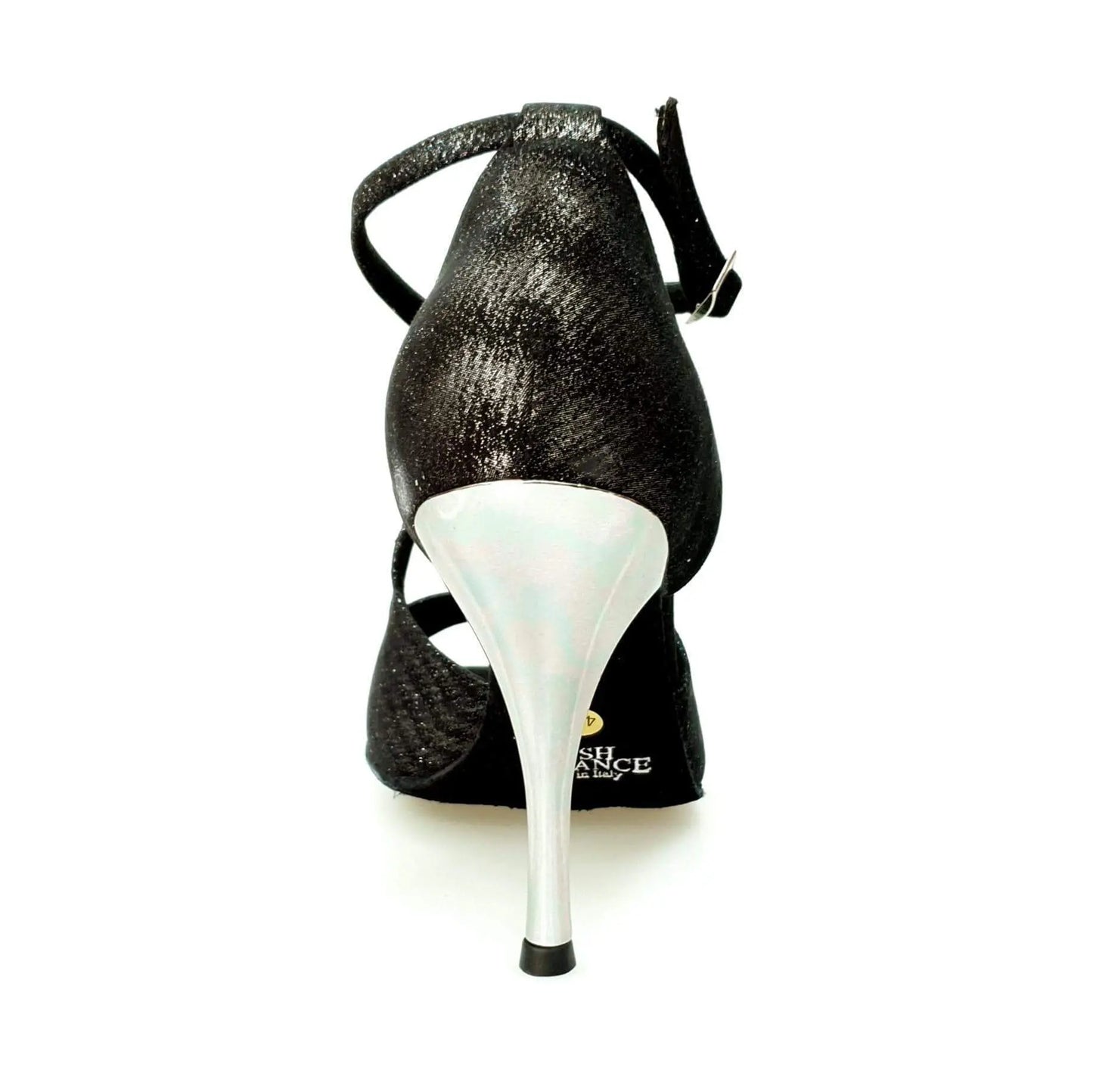 Sandalo donna Athena (486) Wish Dance Shop in tessuto Stella Nero con tacco slim, scarpa elegante e comoda.