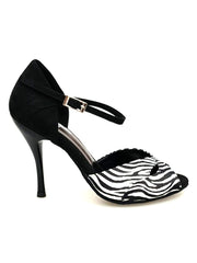 Carica immagine nella Galleria, Wish Dance Shop 620 Raso Zebra Con Tallone in Camoscio Nero
